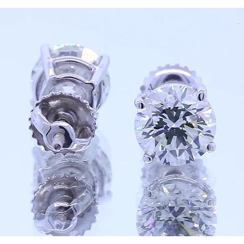 Orecchino a lobo con diamante da 1.50 carati a quattro punte in oro bianco 14K - harrychadent.it