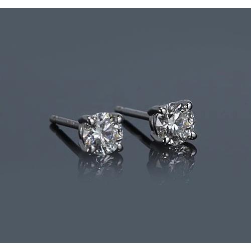 Orecchino a lobo con diamante rotondo a griffe 1 carato in oro bianco 14K - harrychadent.it