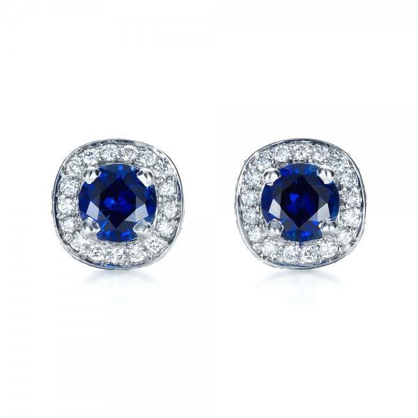 Orecchino a lobo in oro bianco con zaffiri e diamanti da 4.70 ct - harrychadent.it