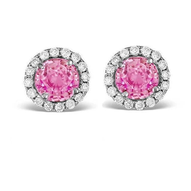 Orecchino a lobo in oro bianco 14 carati con zaffiro rosa da 2,40 ct e diamanti - harrychadent.it