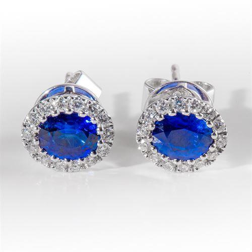Orecchino da donna in oro bianco con diamante zaffiro blu di Ceylon 2,60 ct - harrychadent.it