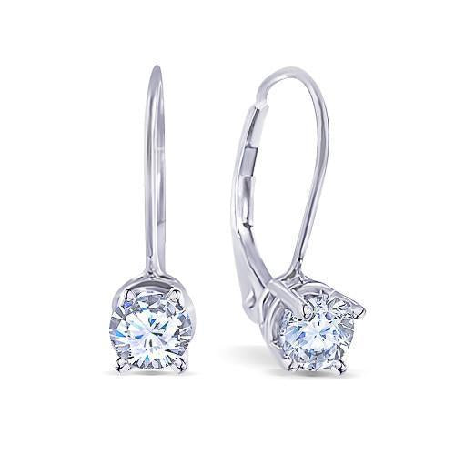 Orecchino rotondo con diamante taglio ideale F Vs1 0,60 carati Leva sul retro WG 14K - harrychadent.it