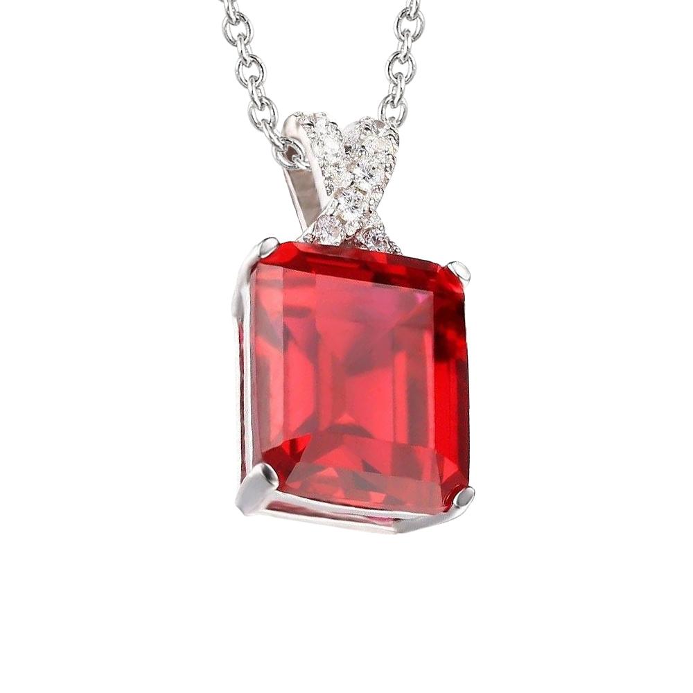 Oro bianco 14K 8.25 ct. Collana con ciondolo con rubini e diamanti - harrychadent.it