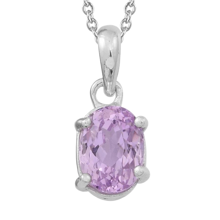 Pendente Kunzite Solitario Rosa Taglio Ovale Oro Bianco 14K 16 Carati - harrychadent.it
