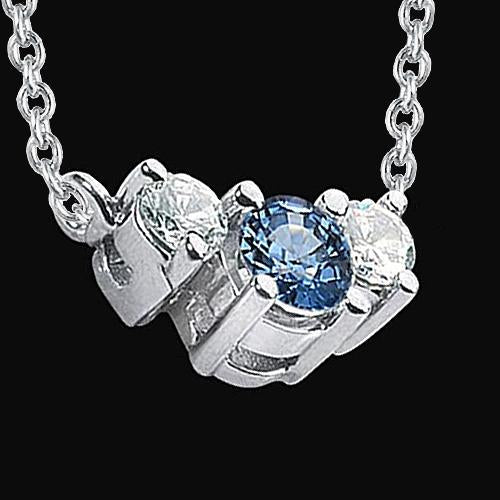 Pendente con 3 pietre preziose 1.45 ct. Diamanti blu oro bianco 14 carati - harrychadent.it