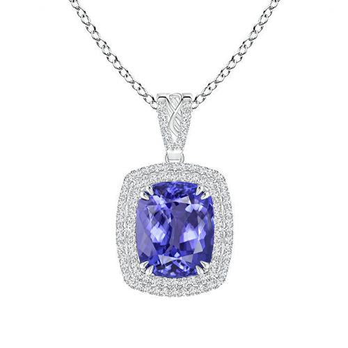 Pendente con ciondolo in tanzanite con diamanti 16.25 ct con catena in oro - harrychadent.it