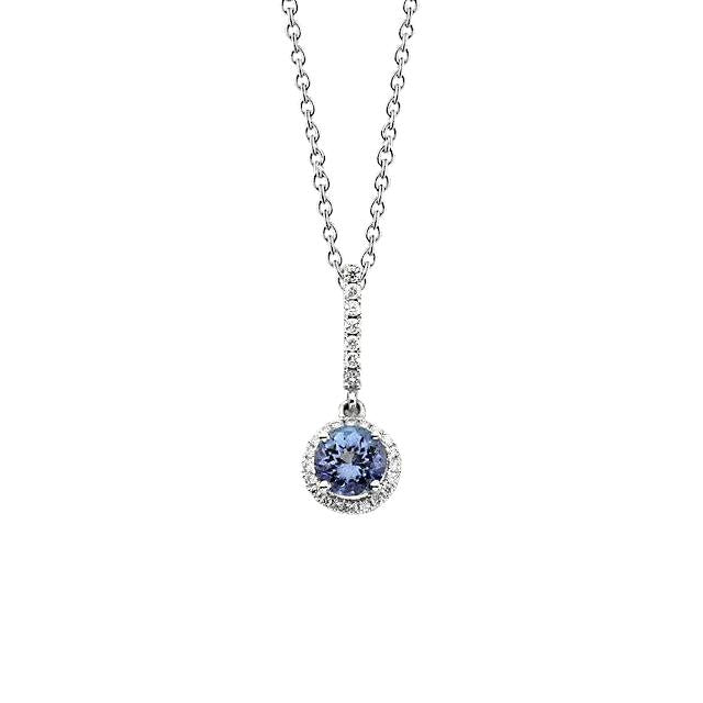 Pendente in autentico zaffiro blu dello Sri Lanka e diamante da 2 carati con oro bianco 14 carati - harrychadent.it