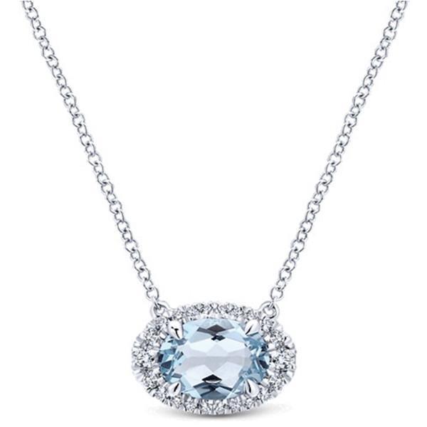 Pendente in oro bianco 14K con catena da 11.75 ct. acquamarina e diamanti - harrychadent.it
