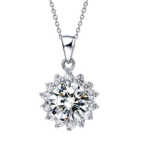 Pendente per collana con diamanti rotondi da 1,40 carati in oro bianco 14K - harrychadent.it