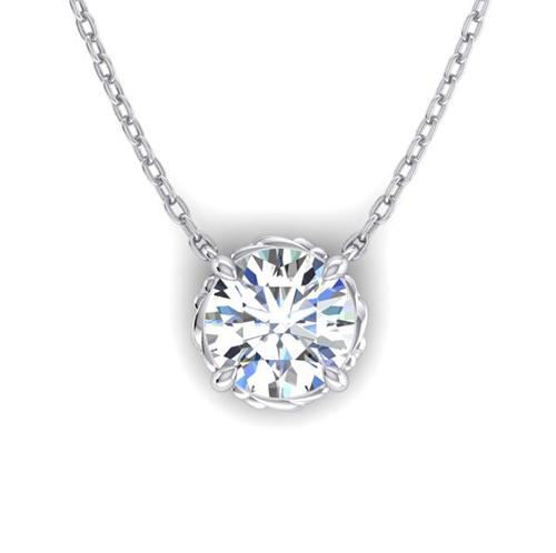 Pendente per collana con diamanti rotondi grandi 3 carati in oro bianco massiccio 14K - harrychadent.it