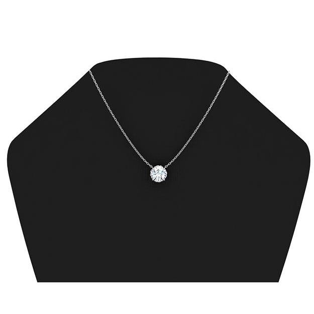 Pendente per collana con diamanti rotondi grandi 3 carati in oro bianco massiccio 14K - harrychadent.it