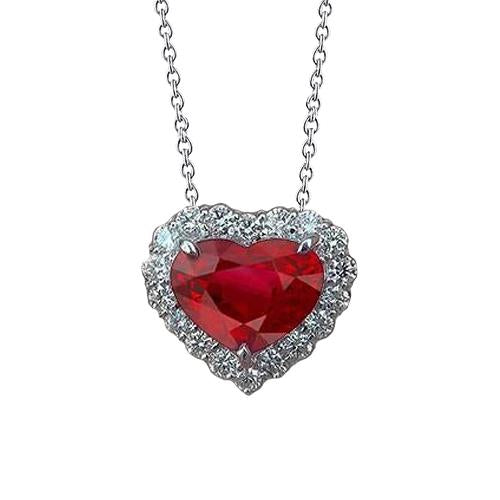 Pendente per collana con rubini rossi e diamanti da 6,40 carati con catena in oro 14K - harrychadent.it