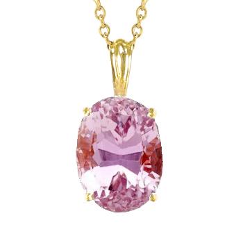Pendente per collana in oro giallo con kunzite rosa taglio ovale solitario da 25 ct - harrychadent.it