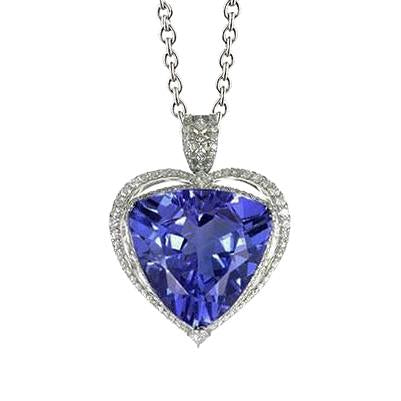 Pendente tanzanite blu 14K in oro bianco con diamanti 21.50 ct Nuovo - harrychadent.it