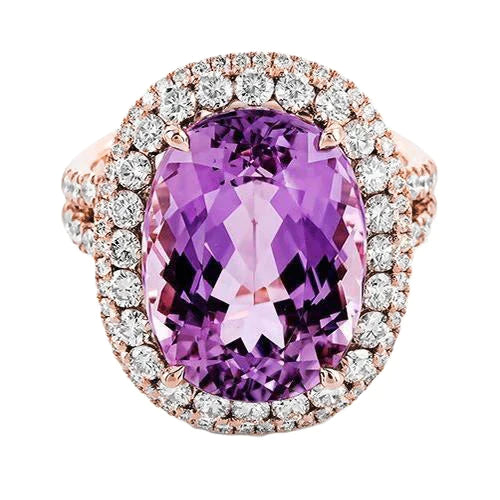 Porpora Kunzite Cristallo Anello