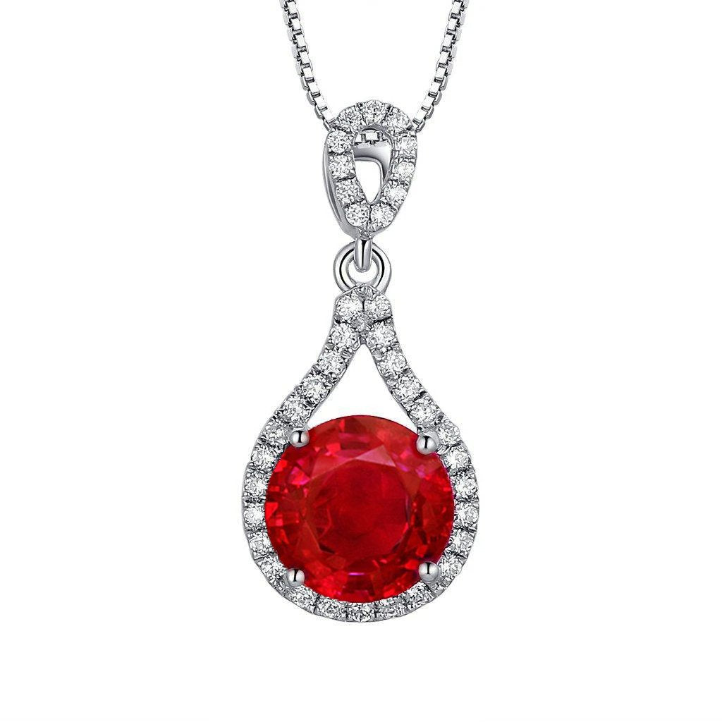 Rubino rosso con ciondolo collana in oro bianco 1.75 carati 14K - harrychadent.it