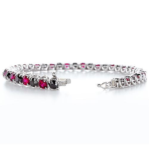 Set di griffe per bracciale tennis con rubini e diamanti neri 11.70 carati - harrychadent.it