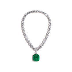 Smeraldo Verde Con Diamanti Collana Donna Oro Bianco 14K 48 Ct