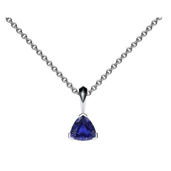 Solitaire Trillion Blue Sapphire Pendant V Prong Set 14K Gold 1 Carat - harrychadent.it