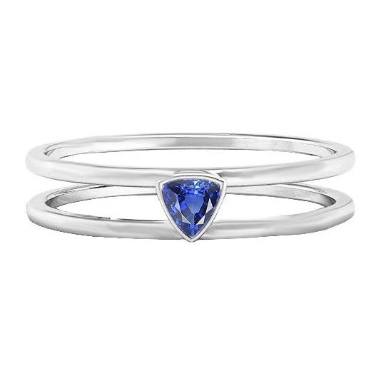 Solitario Anello Di Fidanzamento Set Trilioni Di Zaffiri Con Cinturino 0.50 Carati - harrychadent.it