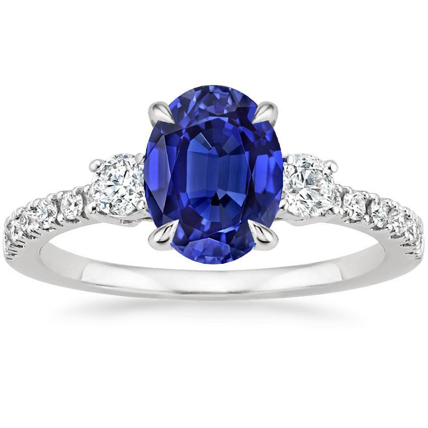 Solitario Gioiello Con Diamanti Con Accenti Anello Zaffiro Blu 4.50 Carati - harrychadent.it