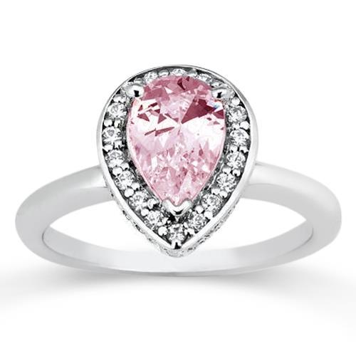 Solitario Halo con zaffiro rosa pera da 1,90 ct con anello con pietre preziose accentate - harrychadent.it