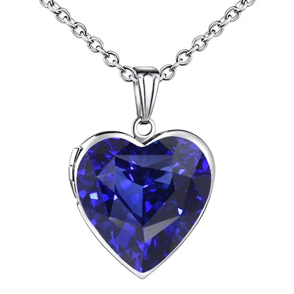 Solitario Heart Ceylon Sapphire Locket Collana Pendente 5 Carati - harrychadent.it
