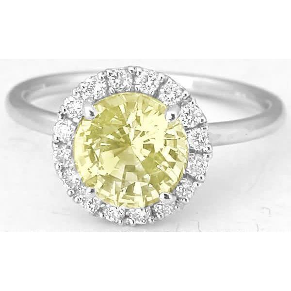 Solitario con accenti Anello zaffiro giallo 4 carati Oro bianco 14K - harrychadent.it