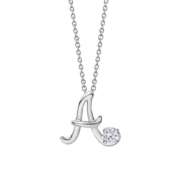 Collana Donna Con Ciondolo In Oro Bianco 9kt E Zirconia Cubica, Elegante, Con Catena