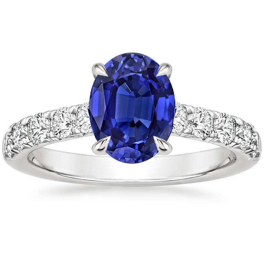 Solitario da donna con accenti Anello zaffiro blu e diamanti 4 carati - harrychadent.it