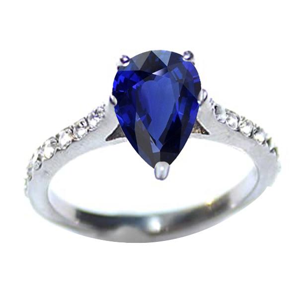 Solitario da donna pera blu zaffiro con accenti diamante anello 3 carati - harrychadent.it
