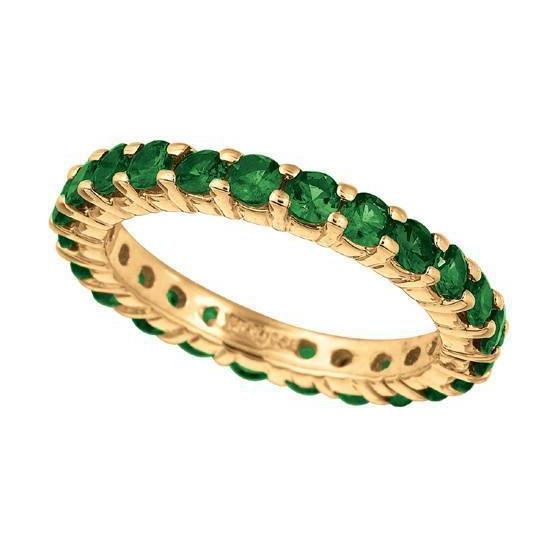 Sparkling 2.88 carati Tsavorite Banda dell'eternità in oro massiccio 14K gioielli - harrychadent.it