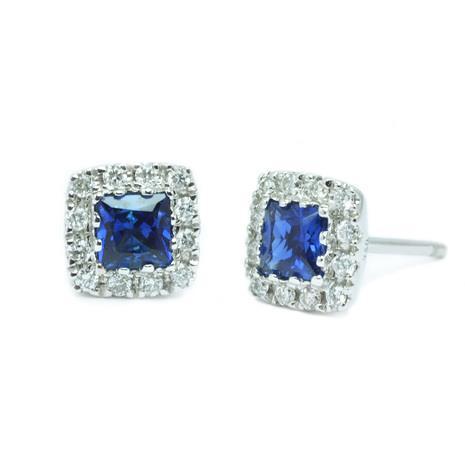 Sri Lanka Sapphire Halo 2,60 ct Diamond Stud con gioielli orecchini in oro bianco 14 carati - harrychadent.it