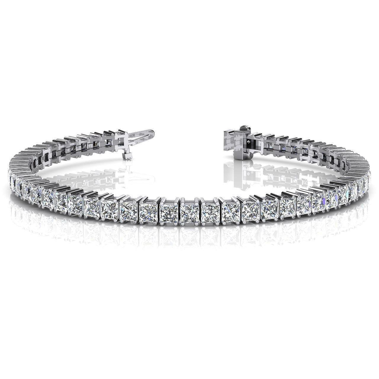 Taglio da principessa Diamond Ladies Bracciale Tennis 11 Carati Oro Bianco 14K - harrychadent.it