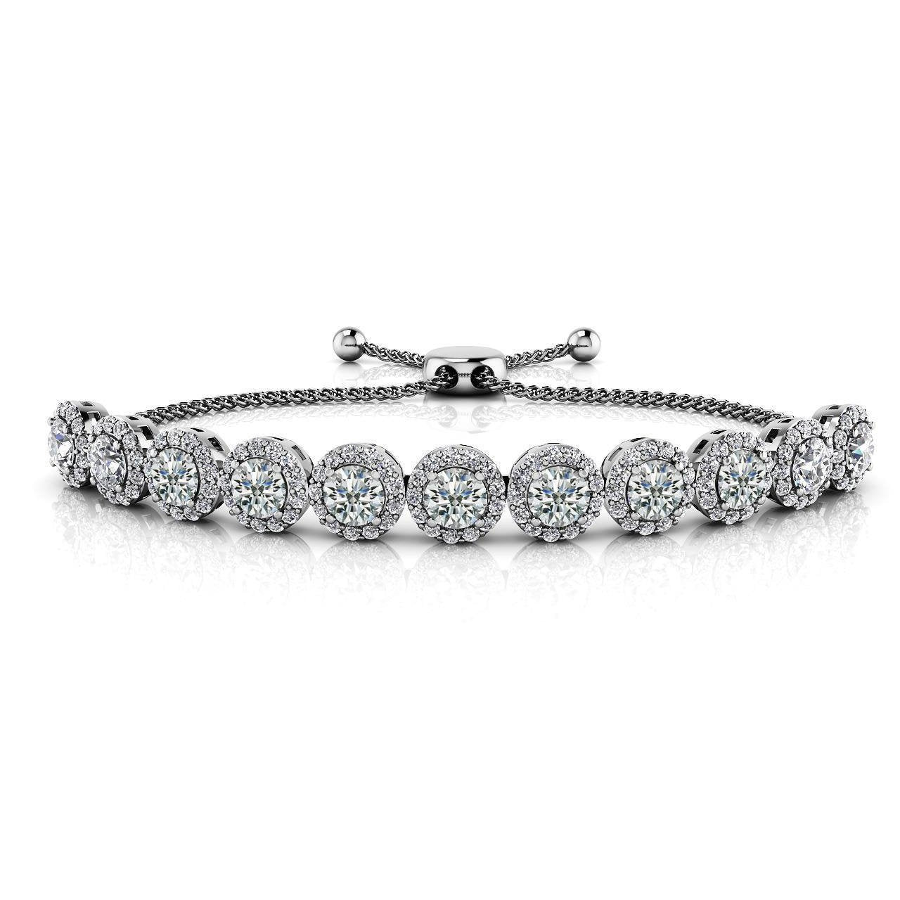 Taglio rotondo Bracciale Donna con Diamanti Naturali Fini Oro Bianco 10.25 Ct - harrychadent.it