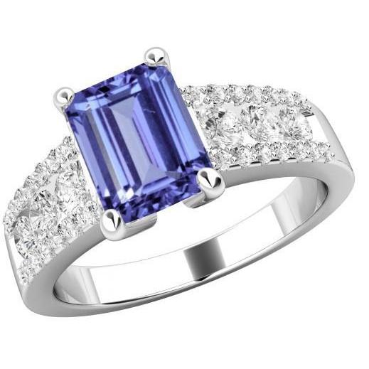 Tanzanite Con Diamanti 15.50 Carati Fede Nuziale Oro Bianco 14K Nuovo - harrychadent.it