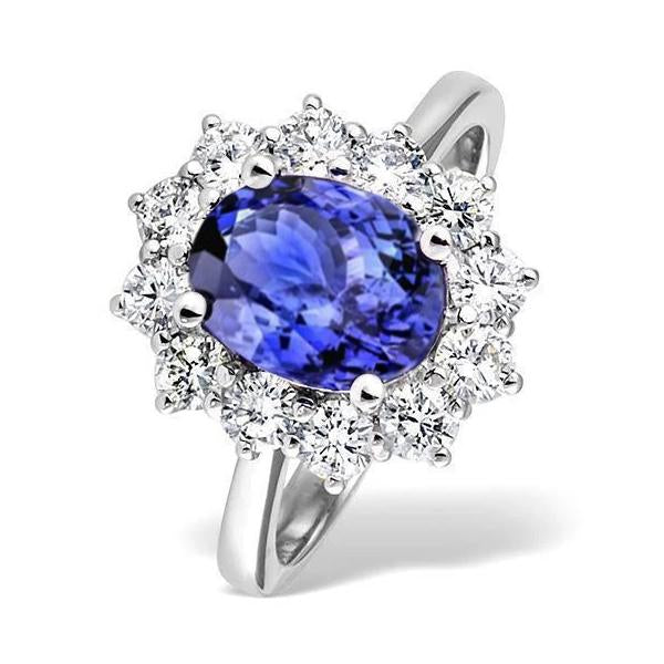 Tanzanite Diamond Ring Flower Style Lady Gold Jewelry 2 Carats - harrychadent.it
