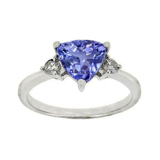 Tre pietre tanzanite e diamanti rotondi 4 carati Anello con pietre preziose Novità - harrychadent.it
