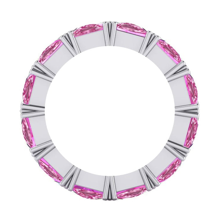 Triliant di Diamanti Rosa Zaffiro Banda Eterna Pietre Preziose 9 ct