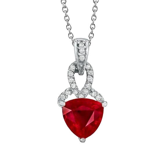 Trilioni di pietre preziose rosse con rubini ciondolo in oro bianco da 3.50 carati 14K - harrychadent.it