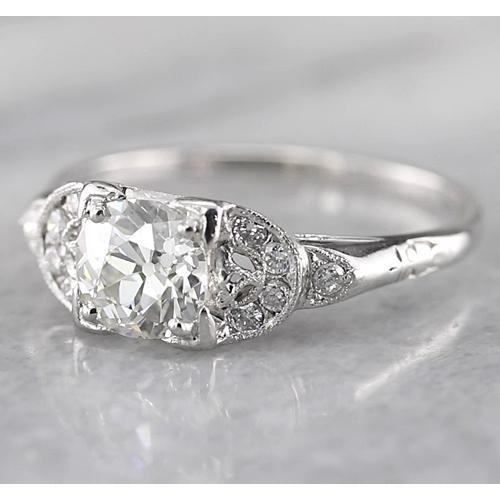 Vecchio Minatore Anello Diamante Rotondo 1.50 Carati Oro Bianco 14K - harrychadent.it