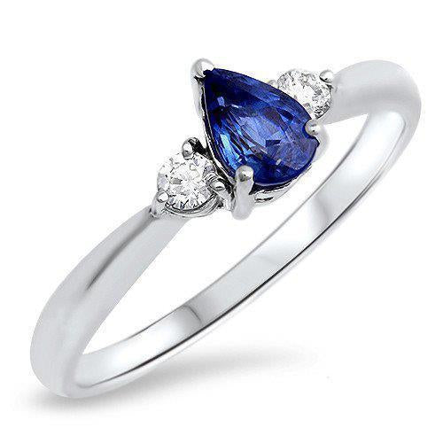 Zaffiro Ceylon Con Diamanti 3 Pietra Anello 1.50 Carati Oro Bianco 14K - harrychadent.it