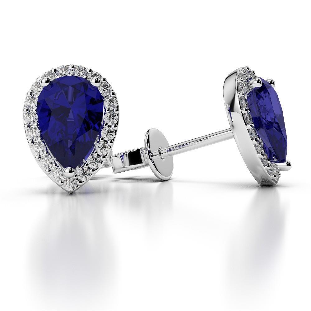 Zaffiro e diamanti 5.20 carati Orecchini da donna in oro bianco 14K - harrychadent.it