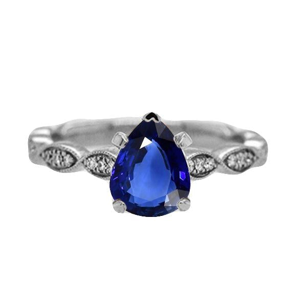 Anello di zaffiro di Ceylon con pera di gioielli in pietra preziosa con diamanti 2.50 carati - harrychadent.it
