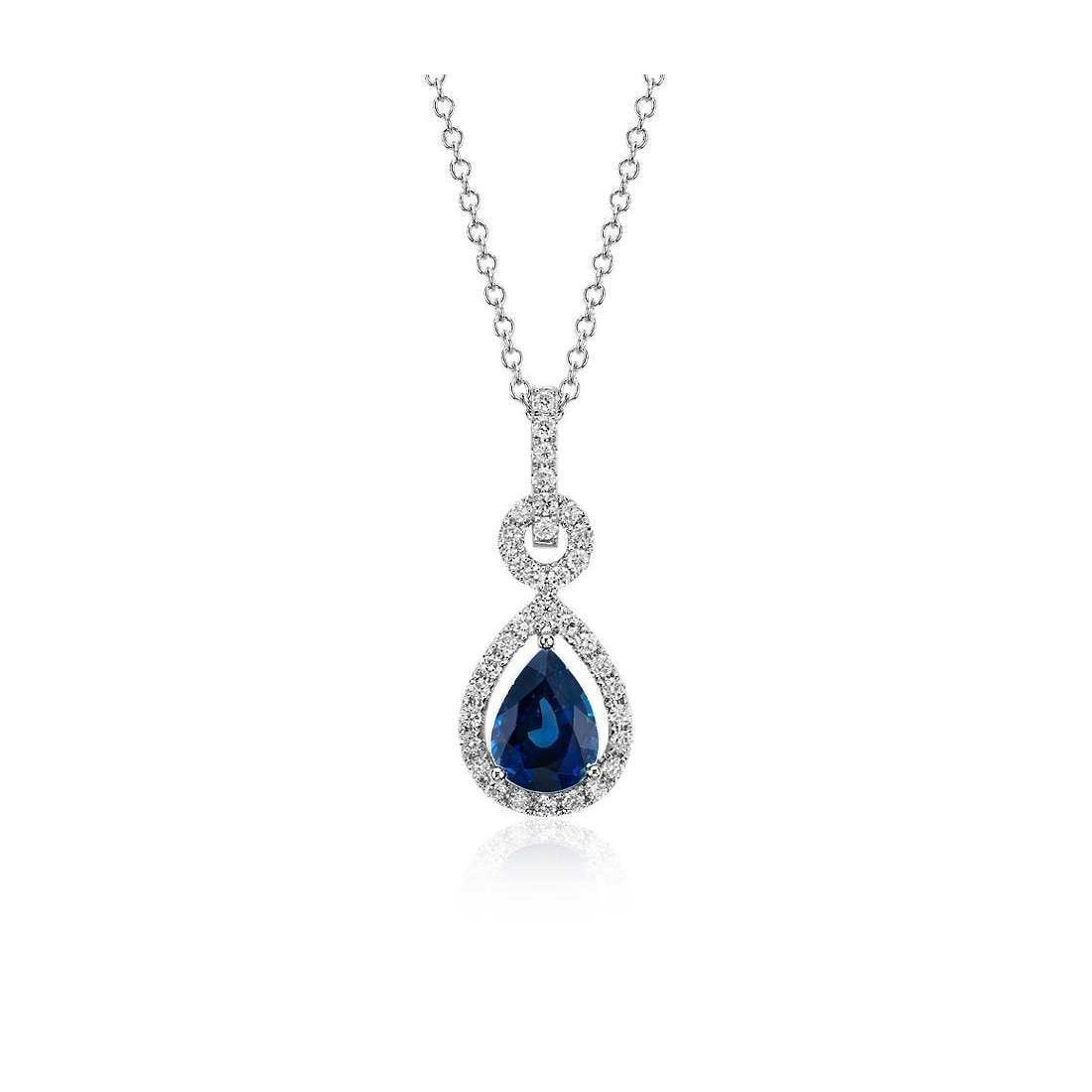 Collana con ciondolo in zaffiro dello Sri Lanka con taglio a pera e diamanti da 3,25 ct - harrychadent.it