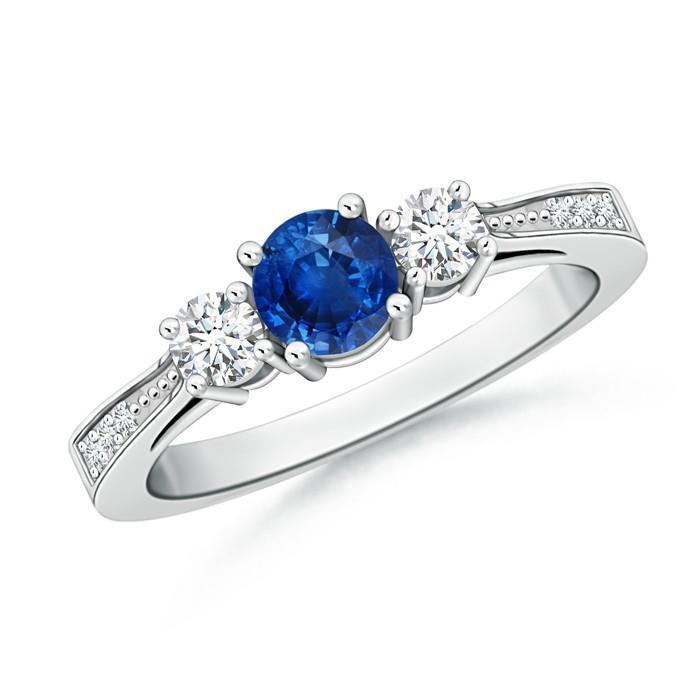 Fede nuziale in oro bianco con 3 pietre. zaffiro e diamanti. 3.80 ct - harrychadent.it