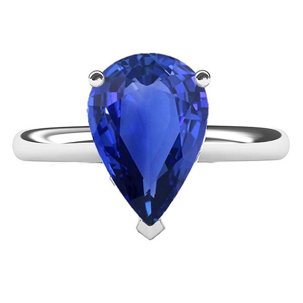 Anello solitario a pera con zaffiro dello Sri Lanka. set 3 carati d'oro - harrychadent.it