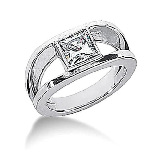 0.75 Carati Naturale Diamond Solitaire Anello Di Fidanzamento Princess Cut