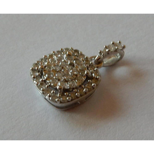 Diamante Fine Taglio Brillante Pendente in Oro 14 Carati Bianco – vista principale