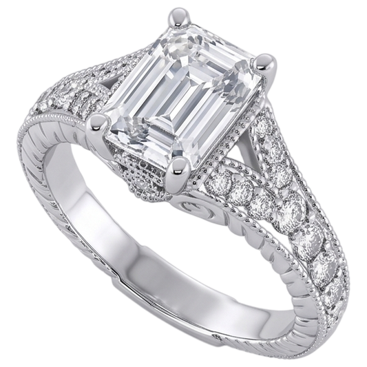 1.36 Carati. Anello Di Fidanzamento Con Genuino Diamanti Naturali Autentici ( non creati in laboratorio ) In Oro Bianco Con Diamanti Naturali Autentici ( non creati in laboratorio )